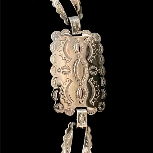Vintage Navajo Silver Brick Link Hand Stamped Concho belt or necklace. - Picture 6 of 9